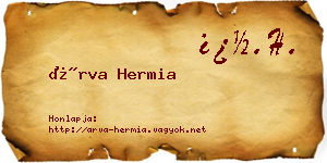 Árva Hermia névjegykártya